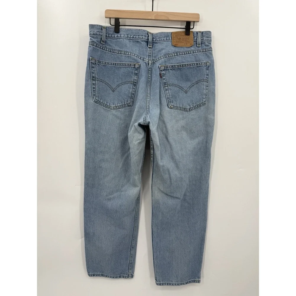 Vintage Levis 550 Jeans Mens 38x30 Blue Relaxed Fit Fade‎ Distress Light Wash